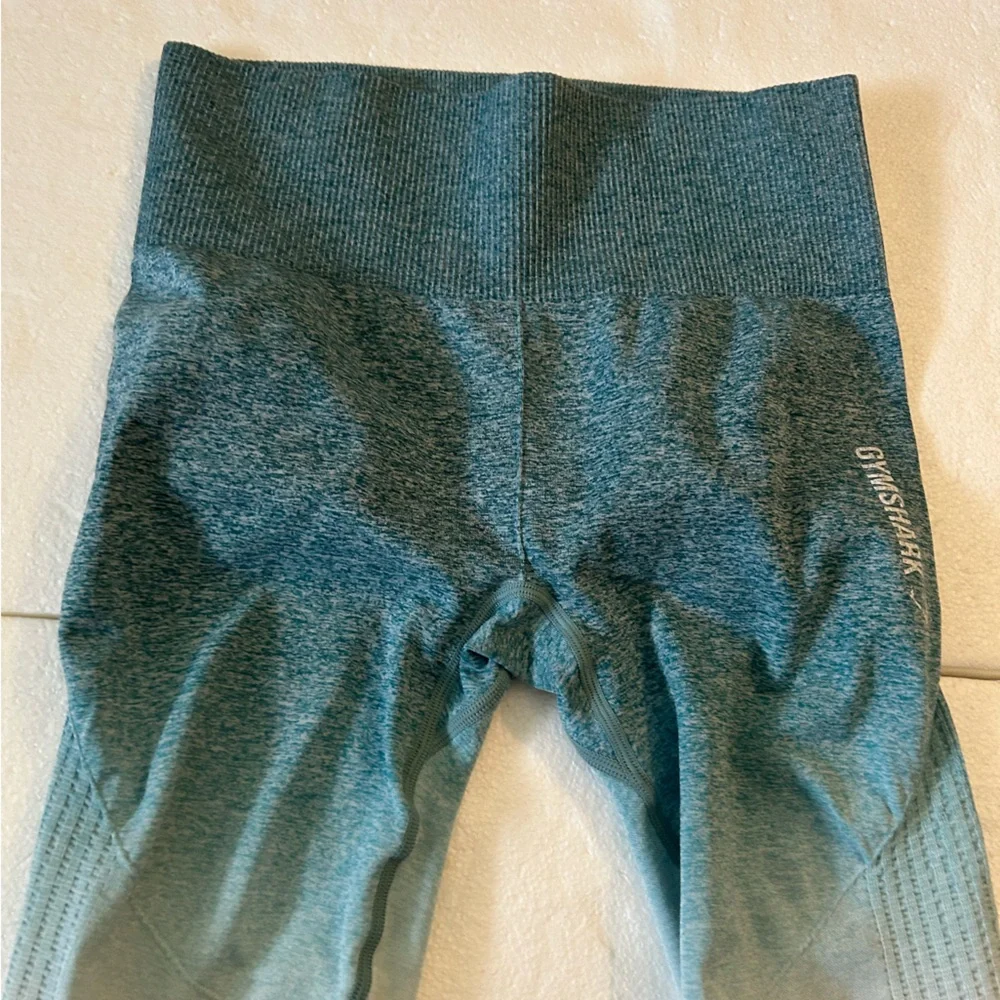 Gymshark teal white ombré seamless workout leggings sweat wicking high rise - Picture 6 of 12